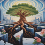 "Illustration of cultural assimilation showing diverse communities adapting and transforming through shared traditions and values"
