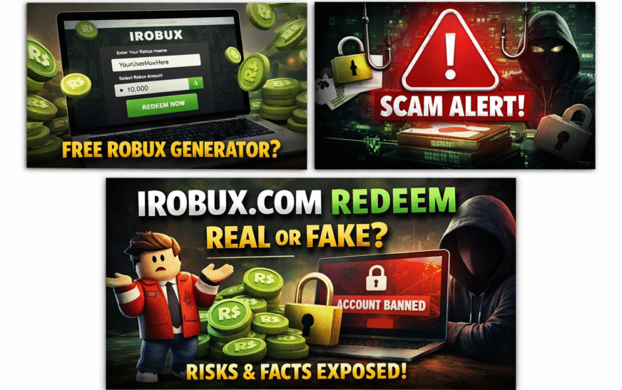 Irobux.com redeem process guide showing Robux earning methods, legitimacy check, risks, and safe alternatives for Roblox users in 2026
